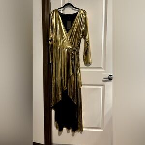 Eloquii High-Low Metallic Gold Dress